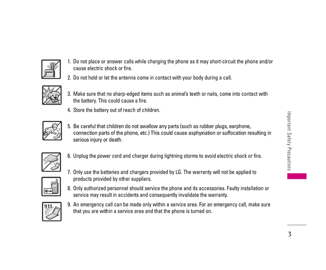 LG Electronics UX3300 manual Important Safety Precautions 