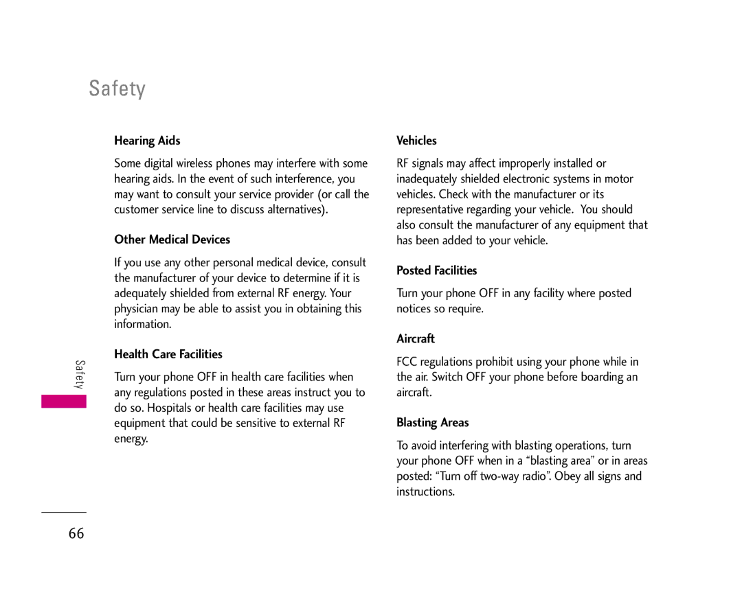 LG Electronics UX3300 manual Safety 