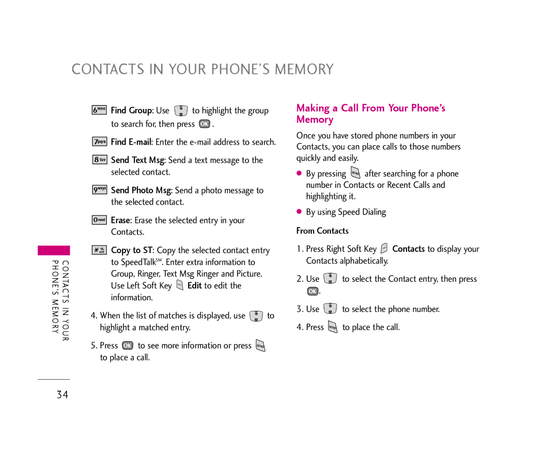 LG Electronics UX390 manual Making a Call From Your Phone’s Memory 