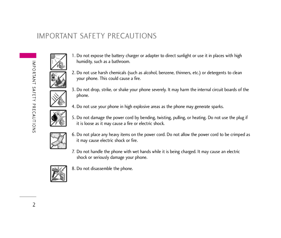 LG Electronics UX390 manual Important Safety Precautions 