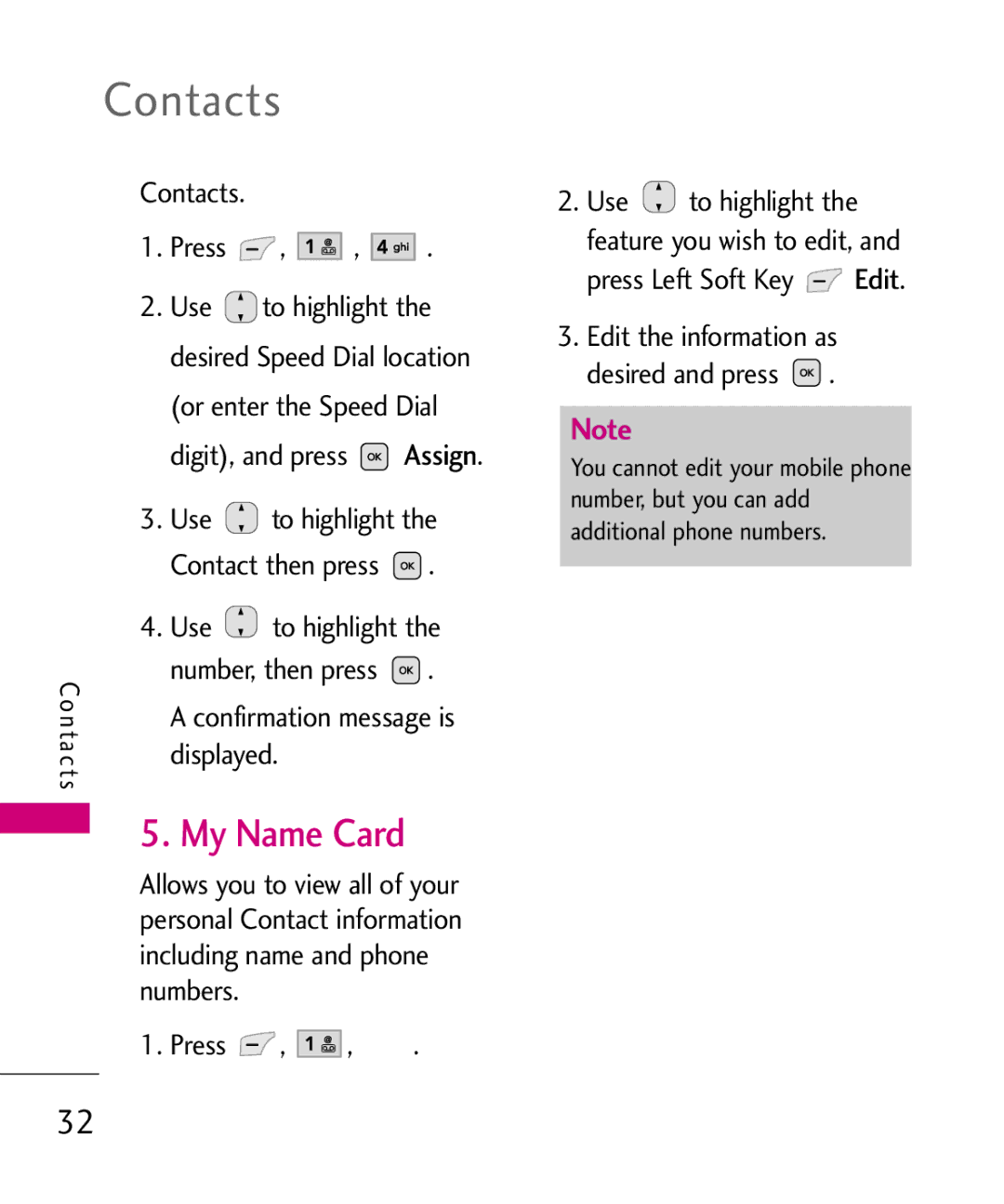 LG Electronics UX565 manual Contacts, My Name Card 