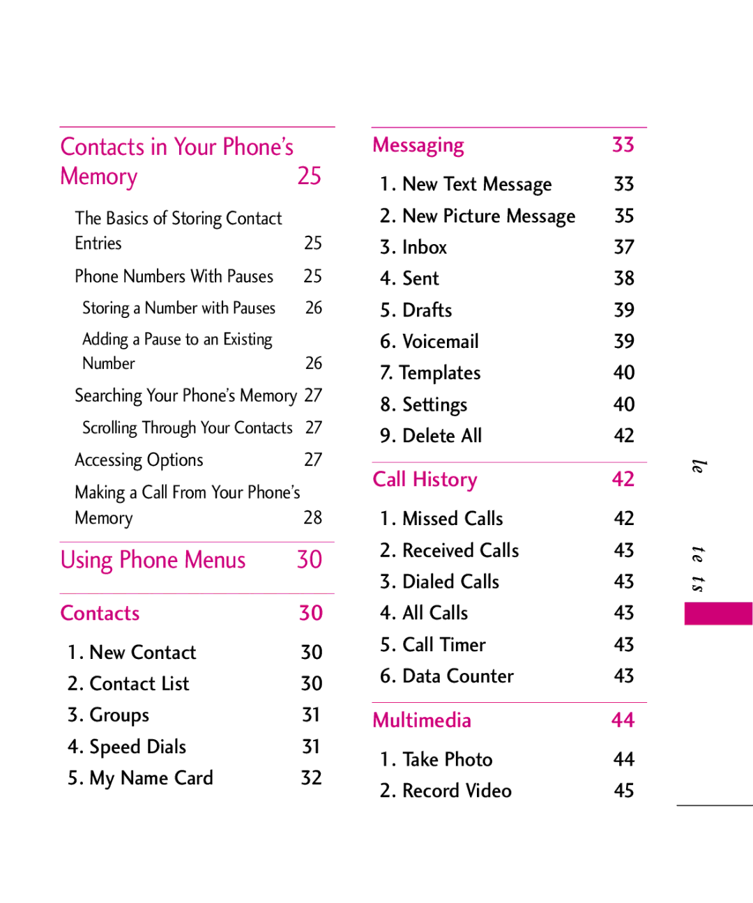 LG Electronics UX565 manual Memory 