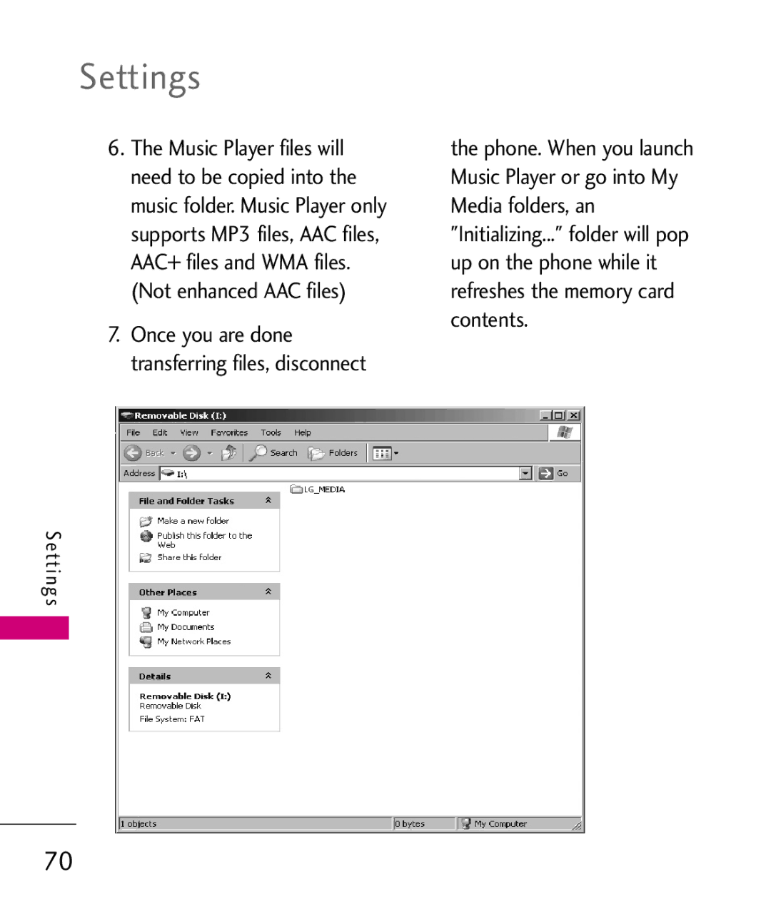 LG Electronics UX565 manual Once you are done transferring files, disconnect 