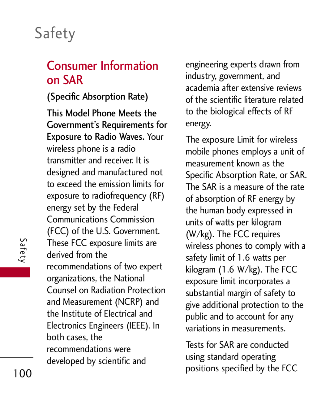 LG Electronics UX585, MMBB0309701 manual Consumer Information on SAR 