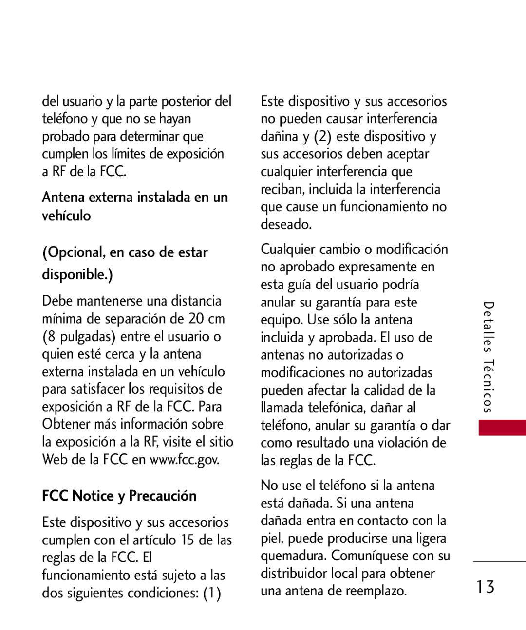 LG Electronics UX585, MMBB0309701 manual FCC Notice y Precaución 