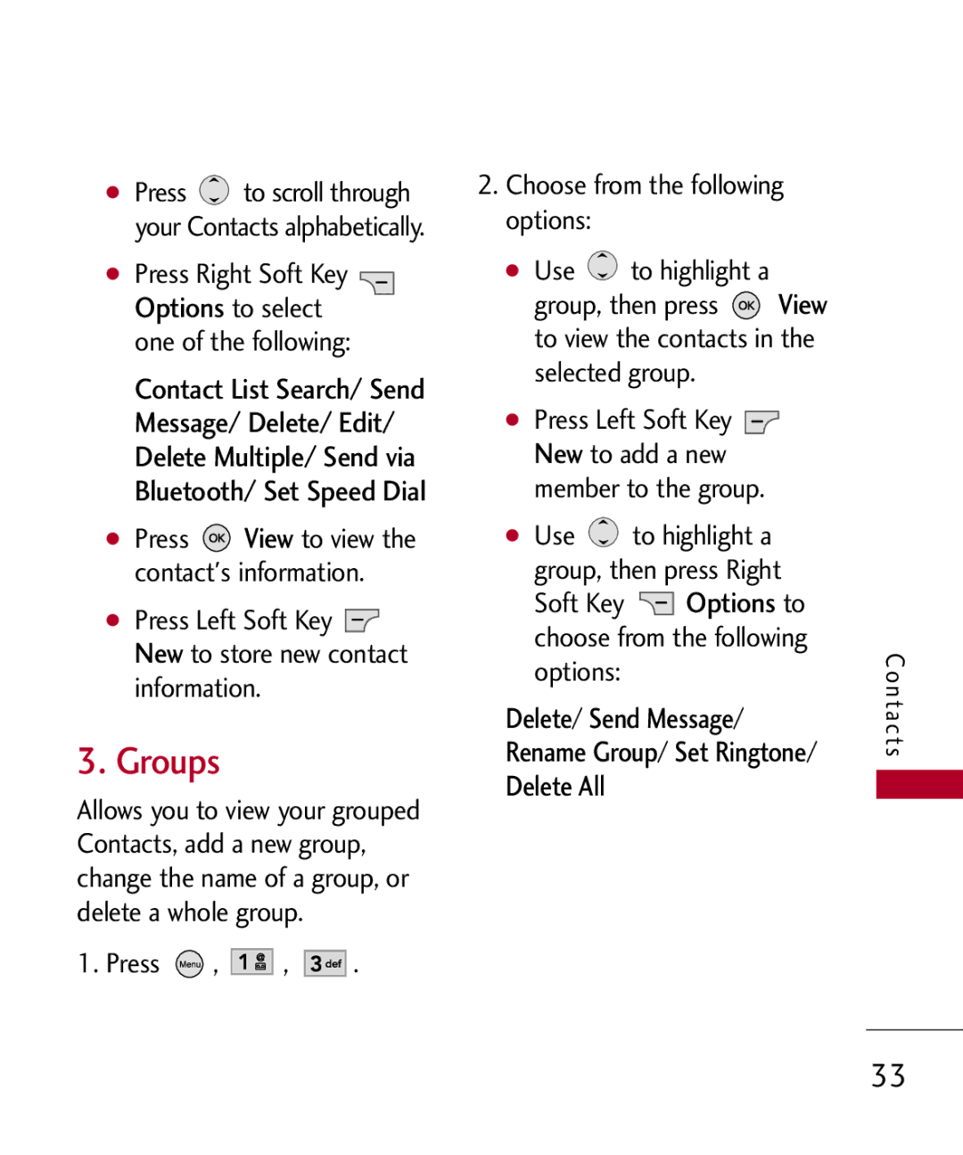 LG Electronics MMBB0309701, UX585 manual Groups, Delete/ Send Message, Delete All 