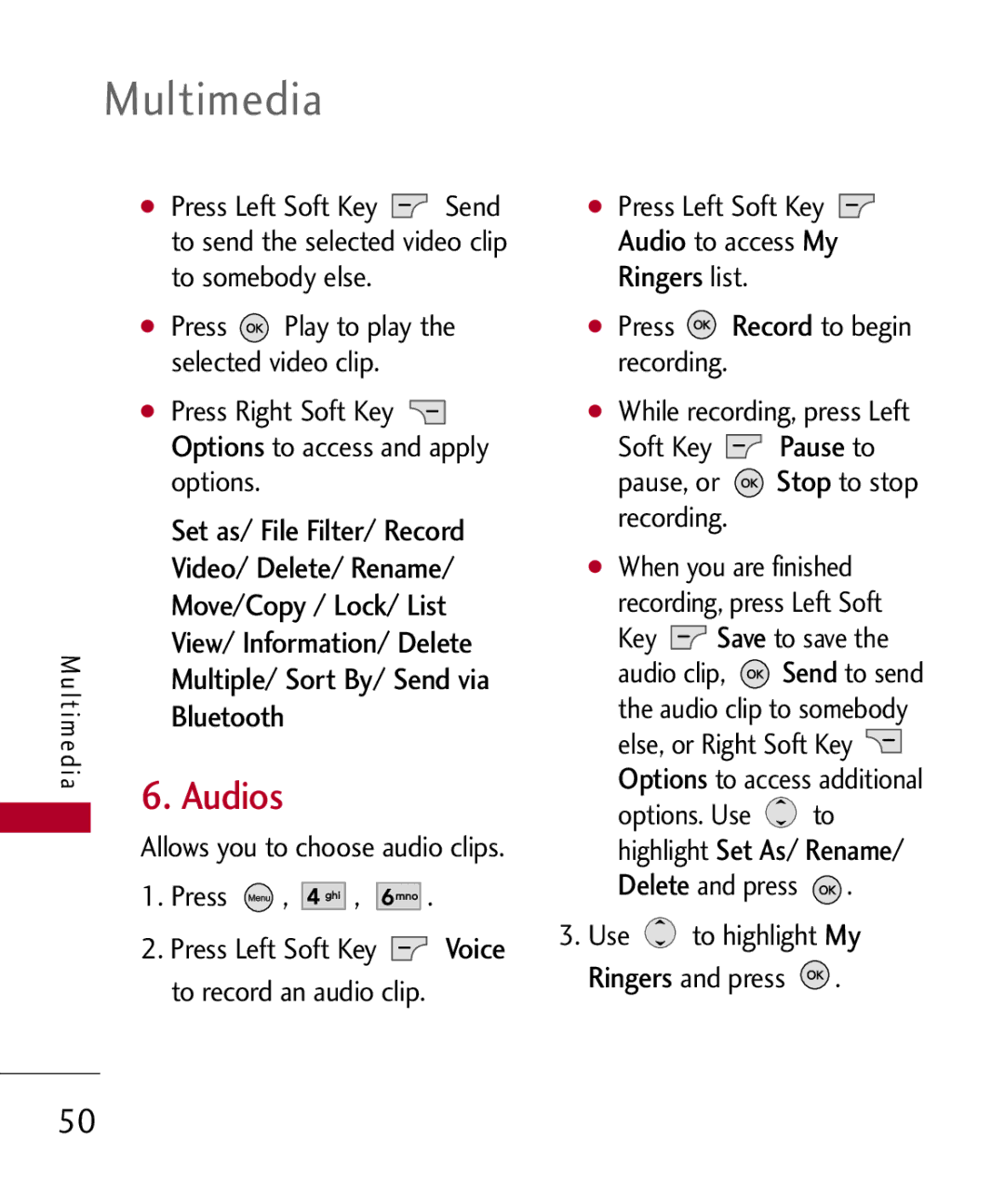 LG Electronics UX585, MMBB0309701 manual Audios, Move/Copy / Lock/ List, Ringers 