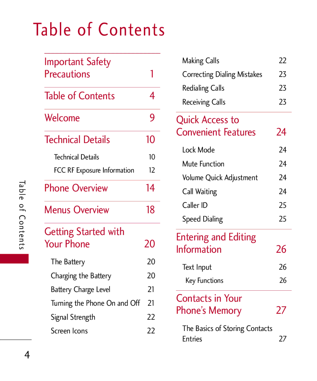 LG Electronics UX585, MMBB0309701 manual Table of Contents 