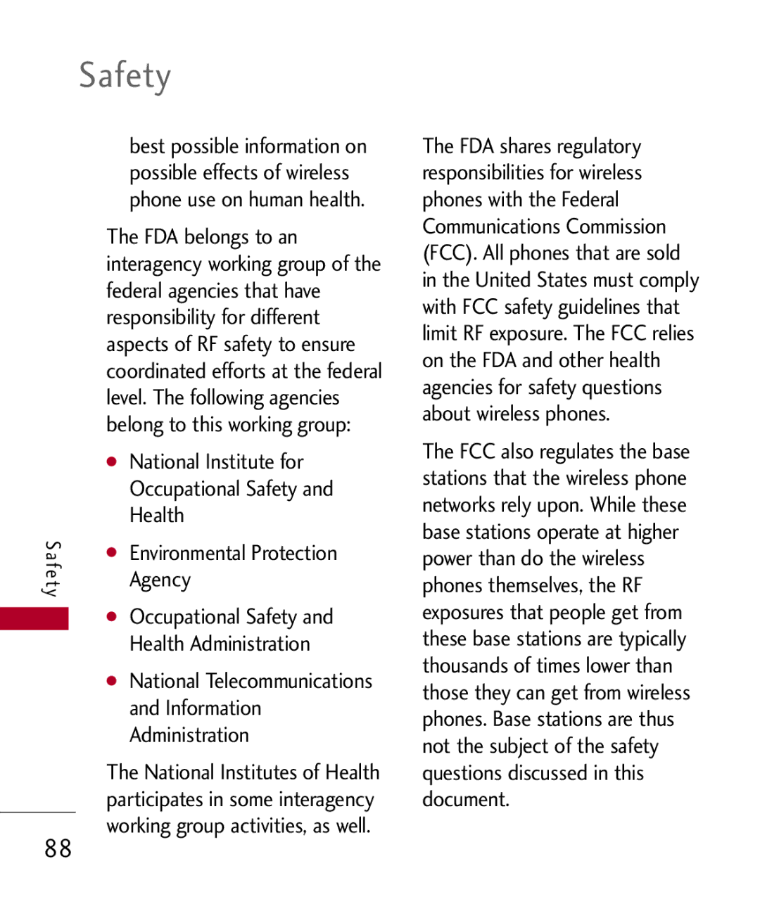 LG Electronics UX585 National Institute for, Occupational Safety, Health, Environmental Protection, Agency, Administration 