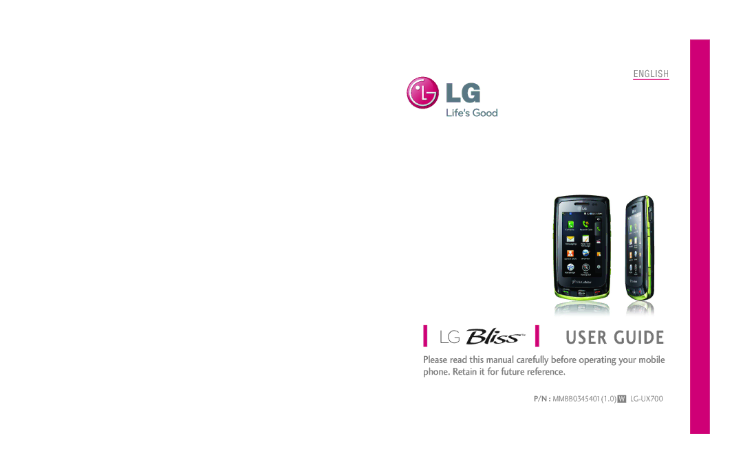 LG Electronics MMBB0345401(1.0), UX700W manual User Guide 