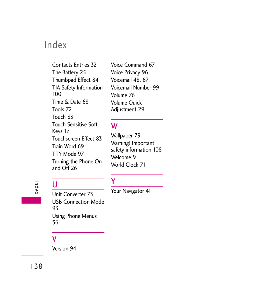 LG Electronics UX840H, MMBB0339801(1.0) manual 138, Your Navigator 