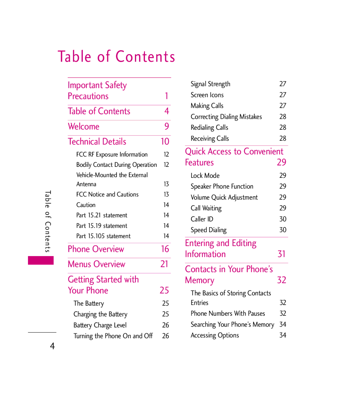 LG Electronics UX840H, MMBB0339801(1.0) manual Table of Contents 