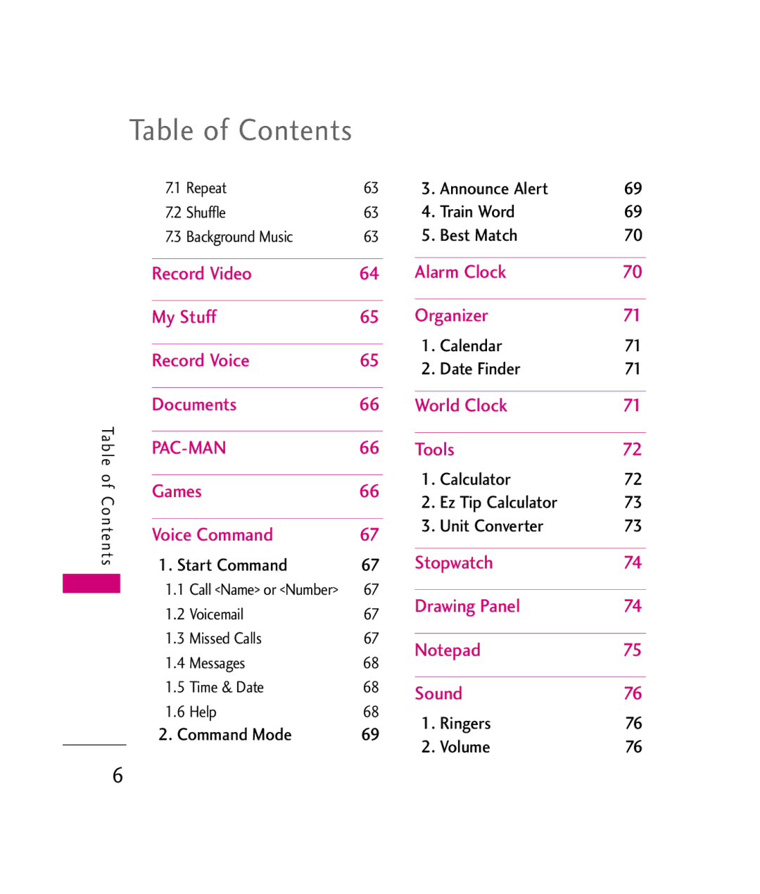 LG Electronics UX840H, MMBB0339801(1.0) manual Table of Contents 