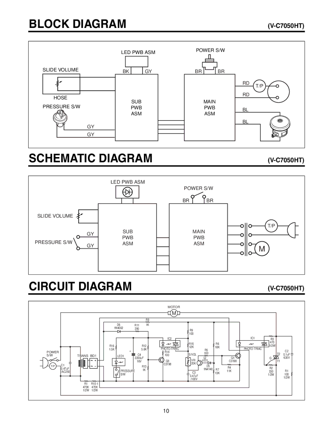 LG Electronics V-C7050HT, V-C7070CT, V-C7070CP, V-C7050NT service manual Schematic Diagram 