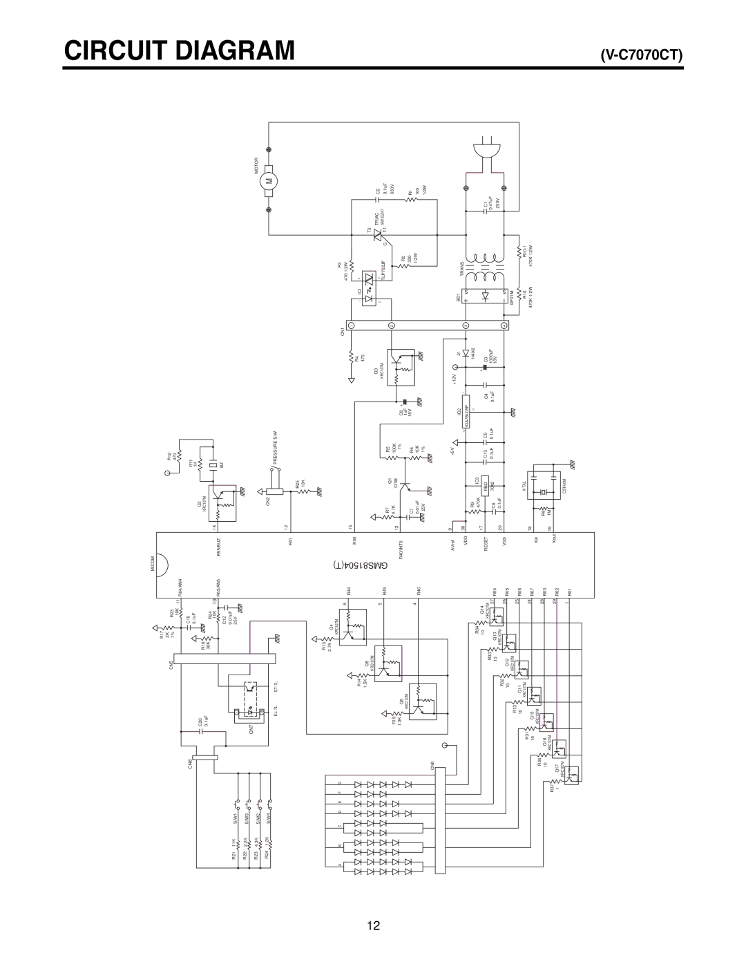 LG Electronics V-C7070CT, V-C7070CP, V-C7050HT, V-C7050NT service manual Circuit Diagram, CN2 