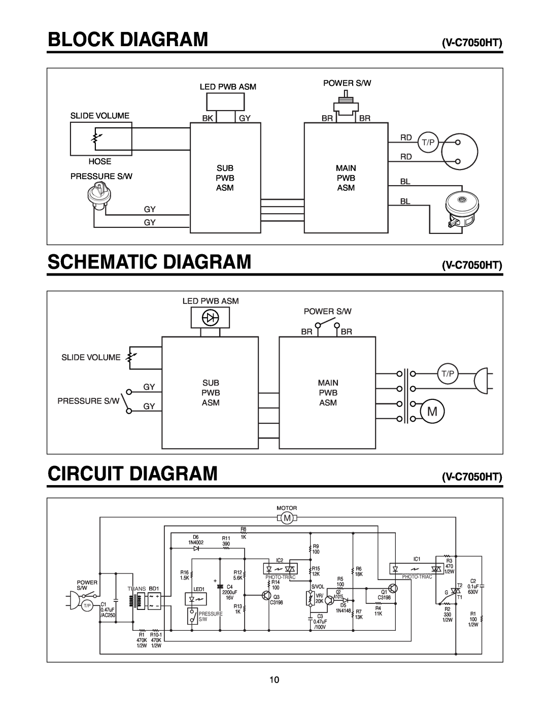 LG Electronics V-C7050HT, V-C7070CT, V-C7070CP, V-C7050NT service manual Schematic Diagram, Block Diagram, Circuit Diagram 
