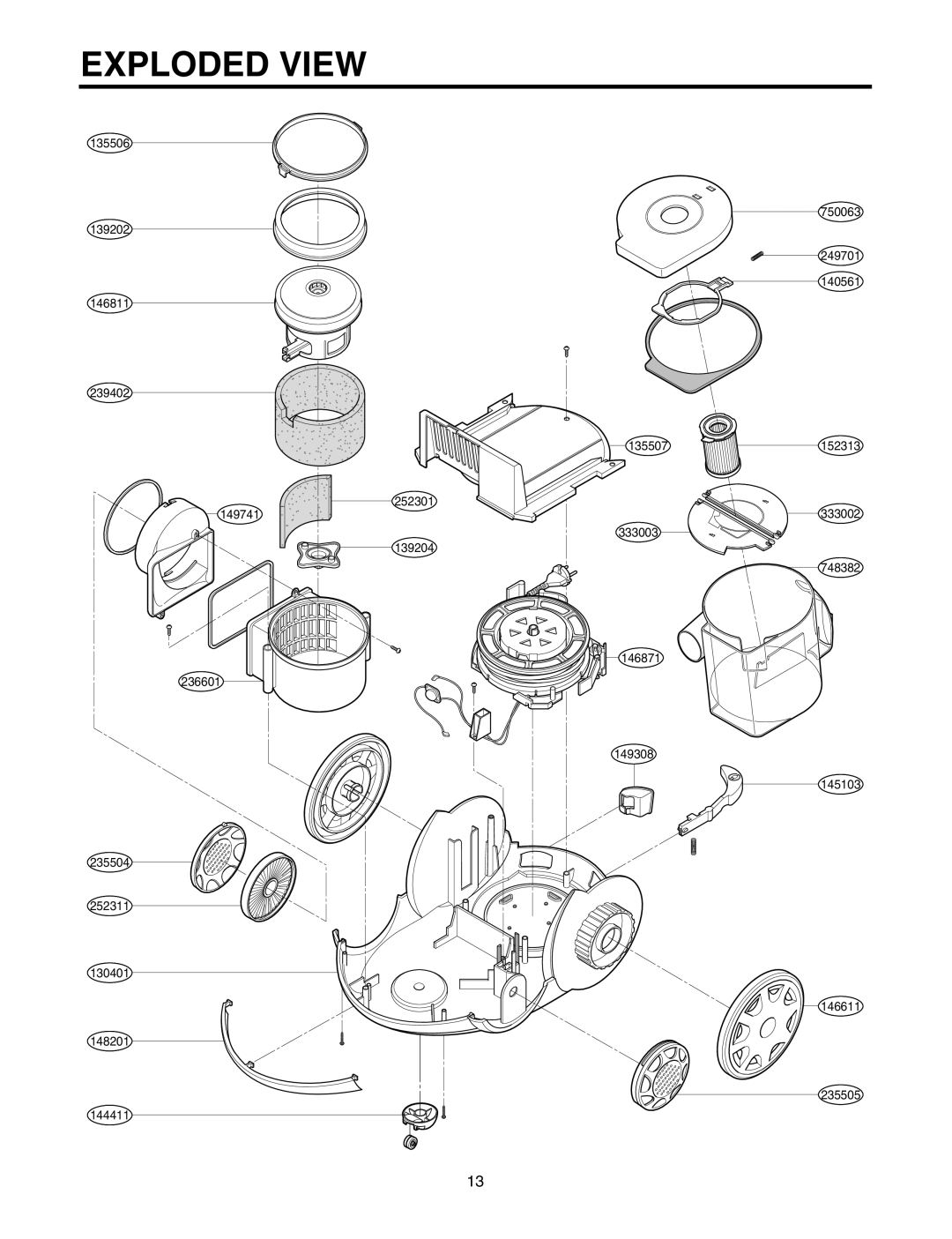 LG Electronics V-C7070CP, V-C7070CT, V-C7050HT, V-C7050NT service manual Exploded View, 135507 
