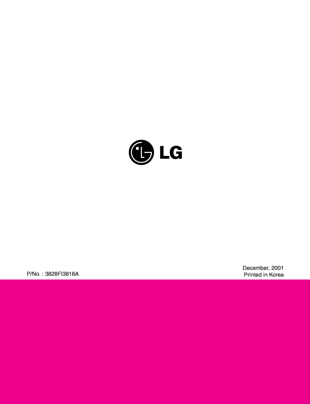 LG Electronics V-C7050NT, V-C7070CT, V-C7070CP, V-C7050HT service manual P/No. 3828FI3816A, Printed in Korea, December 