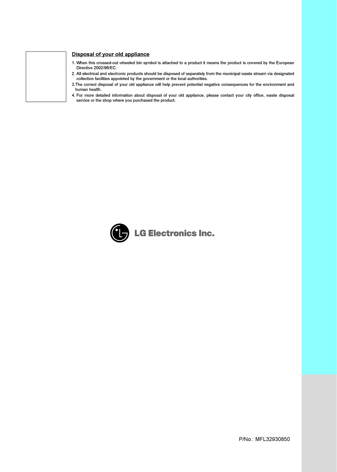 LG Electronics V-CD281NTY manual 