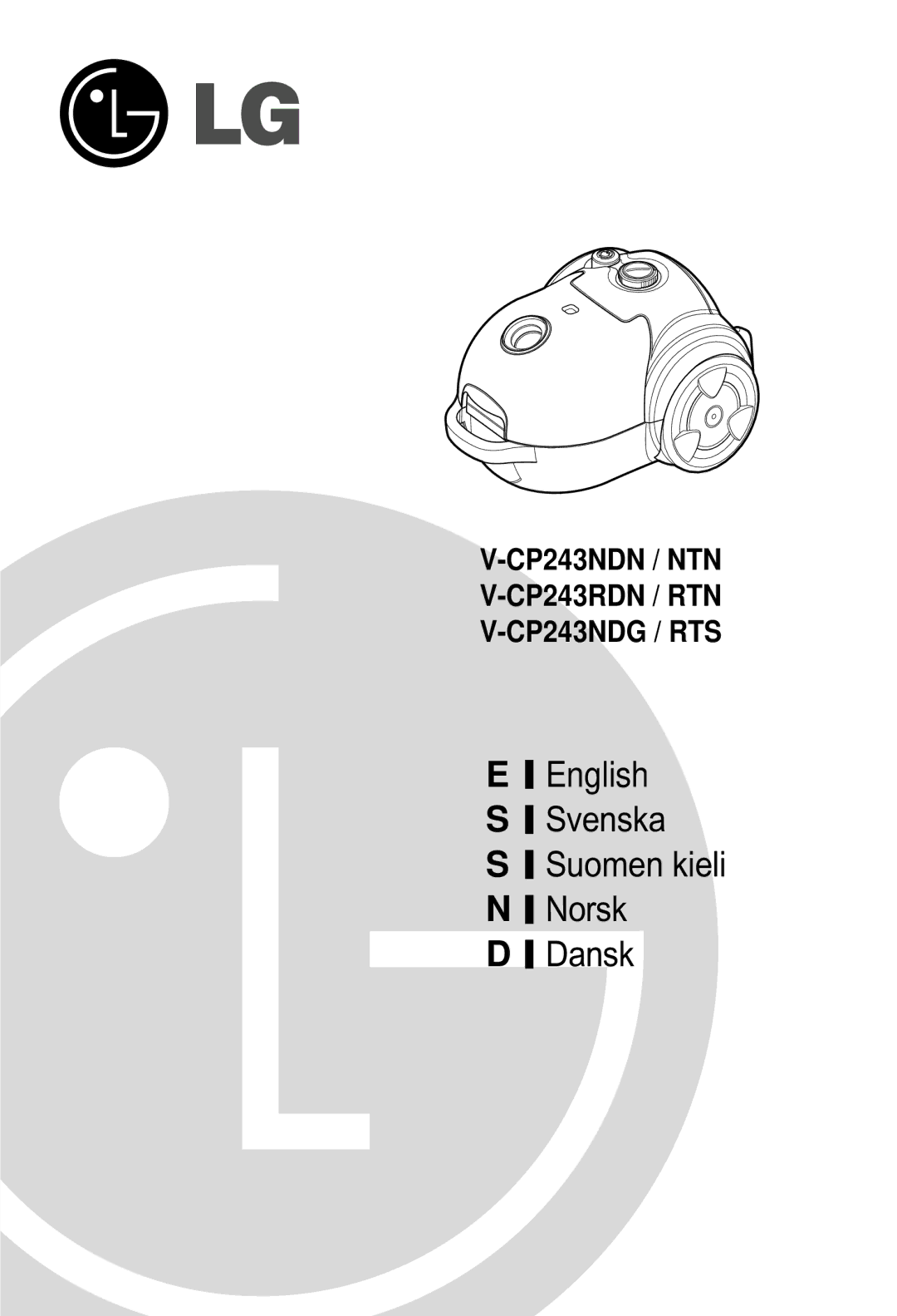 LG Electronics V-CP243NDN/NTN, V-CP243RDN/RTN, V-CP243NDG/RTS manual English S Svenska Suomen kieli N Norsk Dansk 