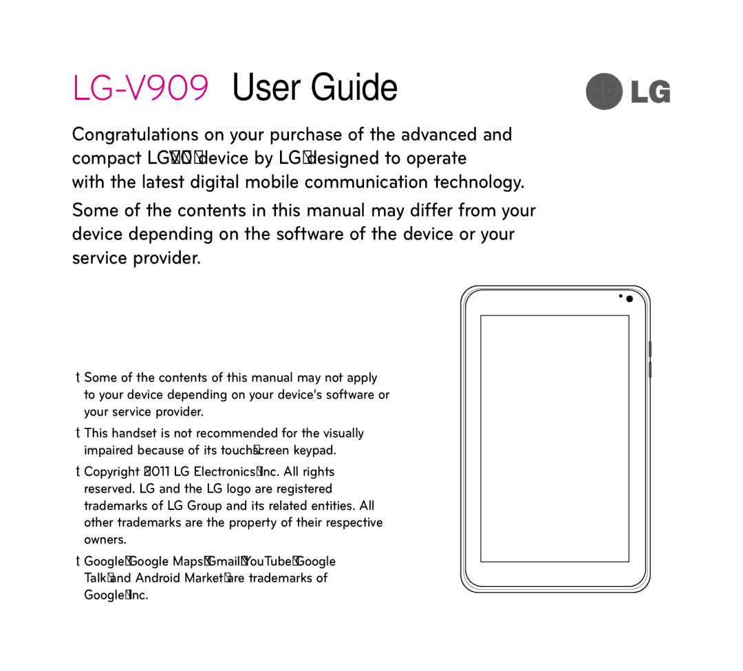 LG Electronics manual LG-V909User Guide 