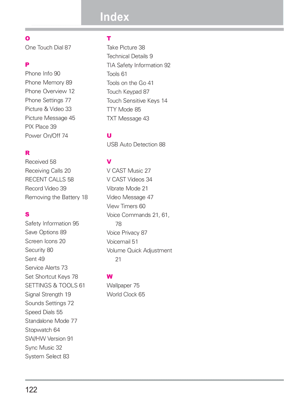 LG Electronics VENUS manual 122, Recent Calls 