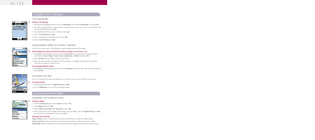 LG Electronics VI-125 specifications Connectivity Features, Customizable Features 