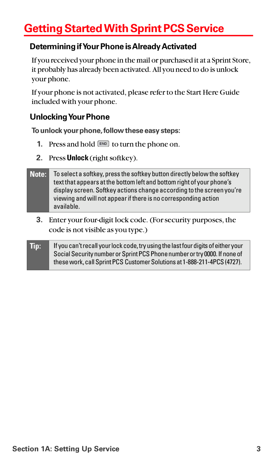 LG Electronics VI-5225 manual Getting Started With Sprint PCS Service, Determining ifYour Phone is Already Activated 