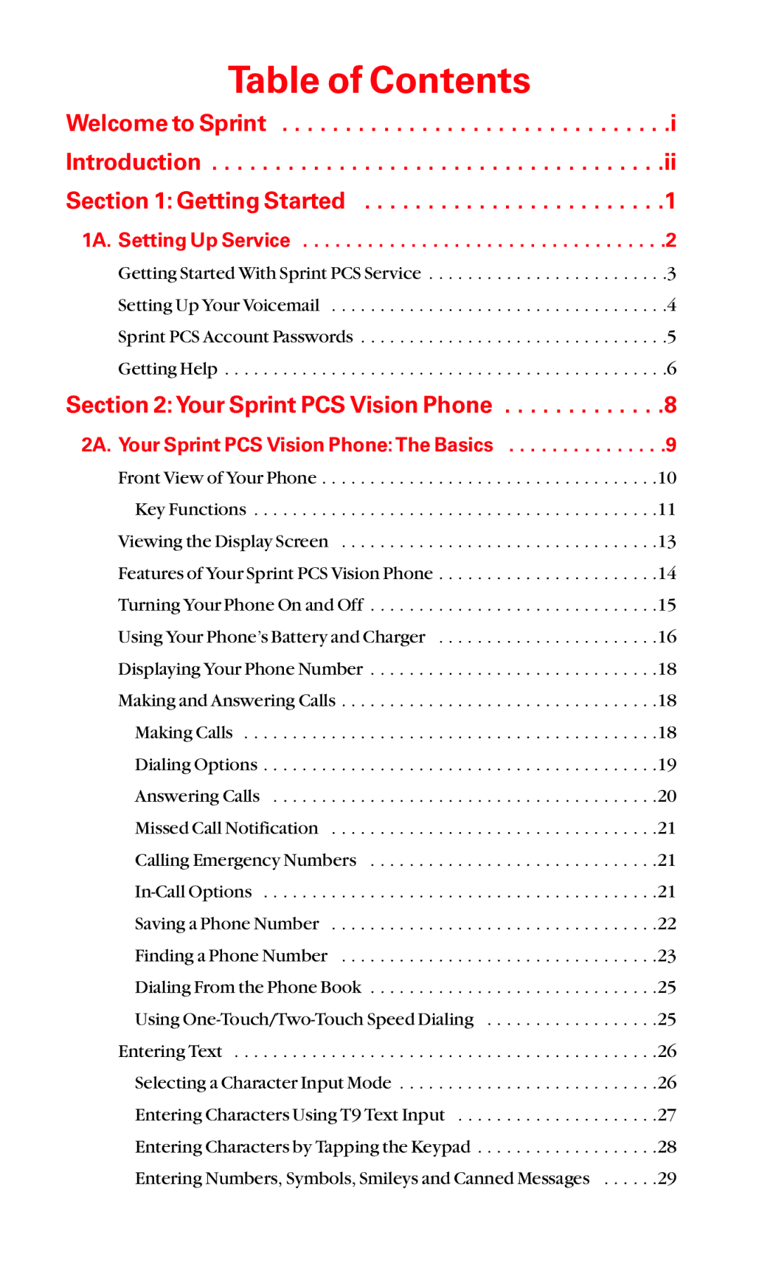 LG Electronics VI-5225 manual Table of Contents 