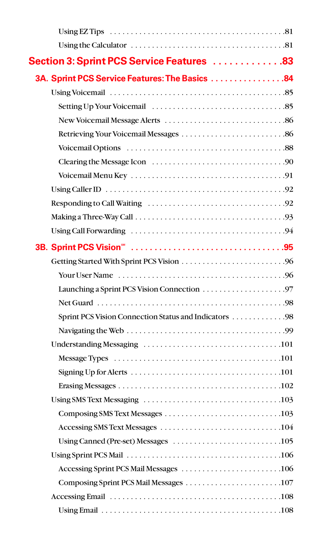 LG Electronics VI-5225 manual Sprint PCS Service Features 