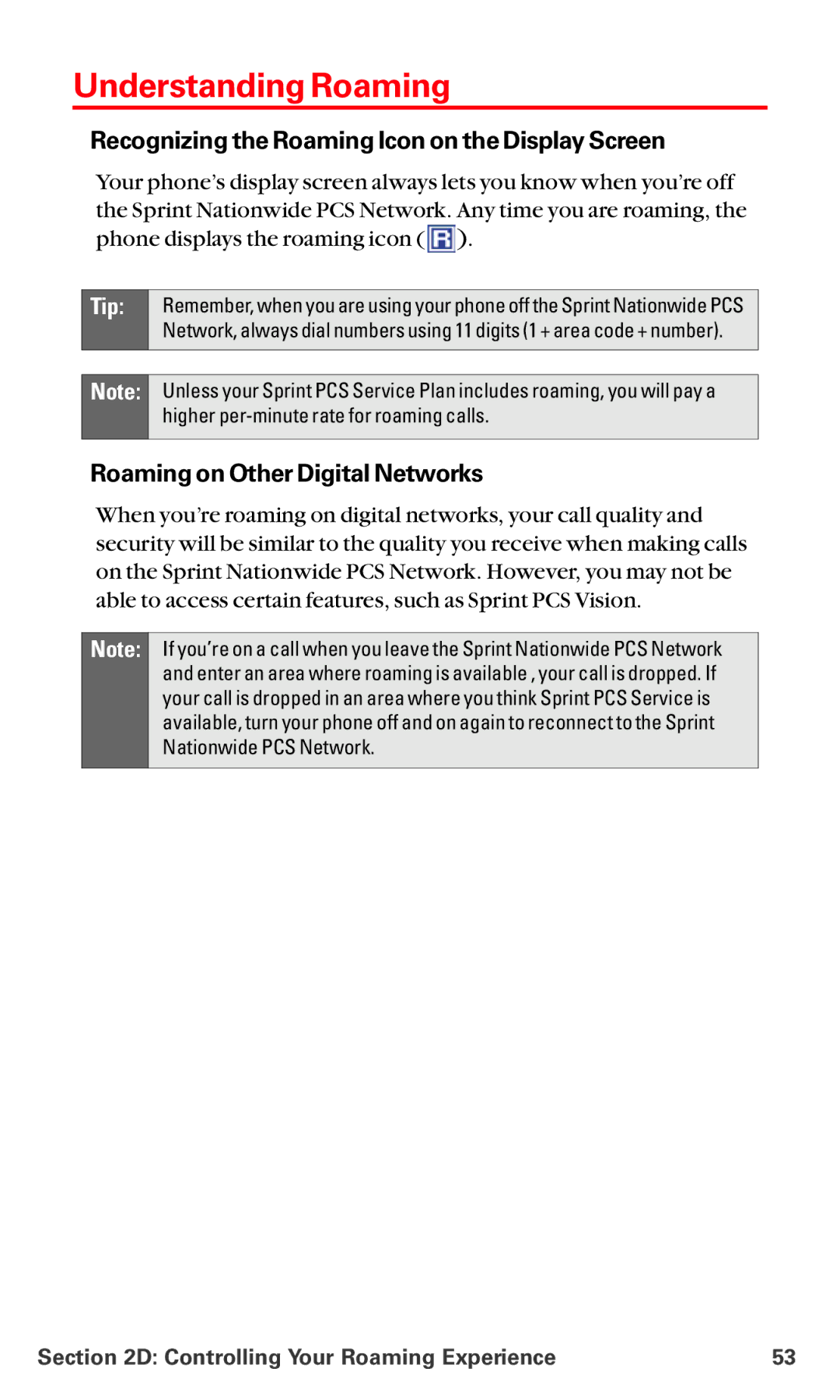 LG Electronics VI-5225 manual Understanding Roaming, Recognizing the Roaming Icon on the Display Screen 