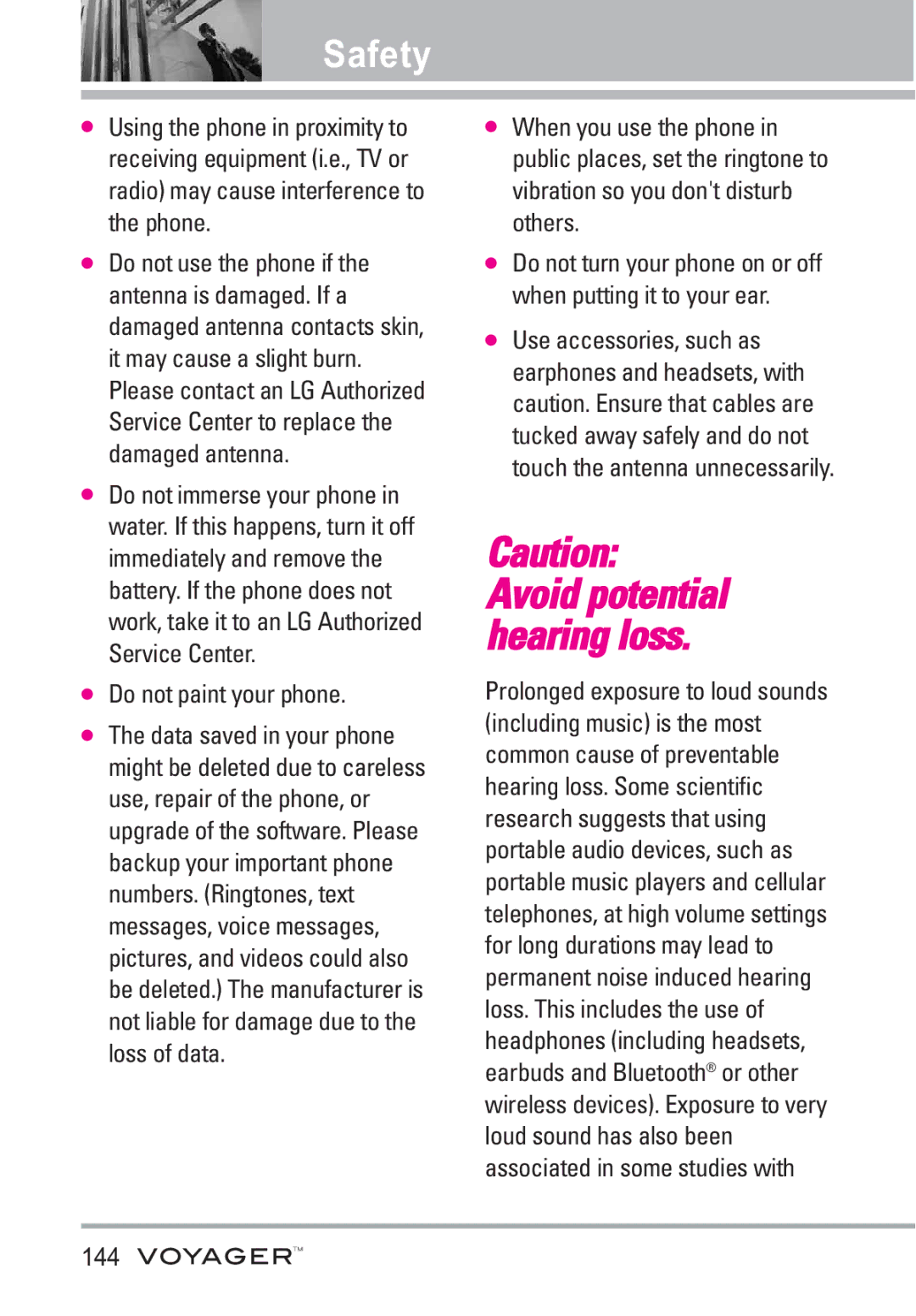 LG Electronics Voyager manual Do not paint your phone, 144 