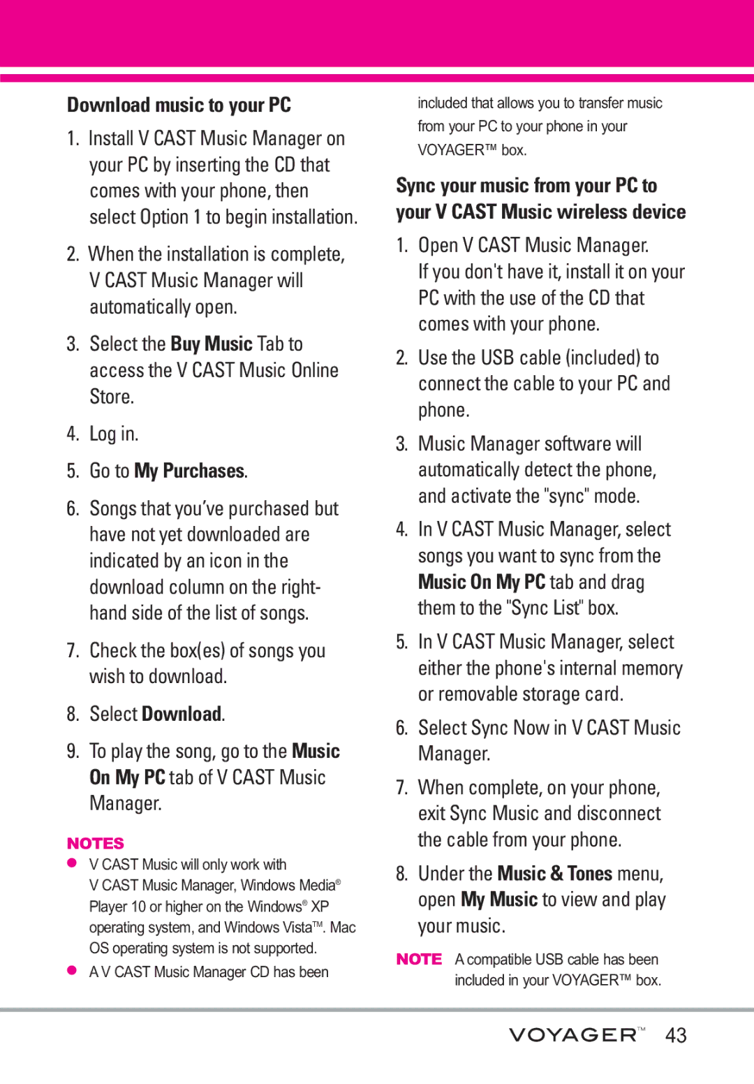LG Electronics Voyager manual Download music to your PC, Go to My Purchases, Open V Cast Music Manager, Your music 