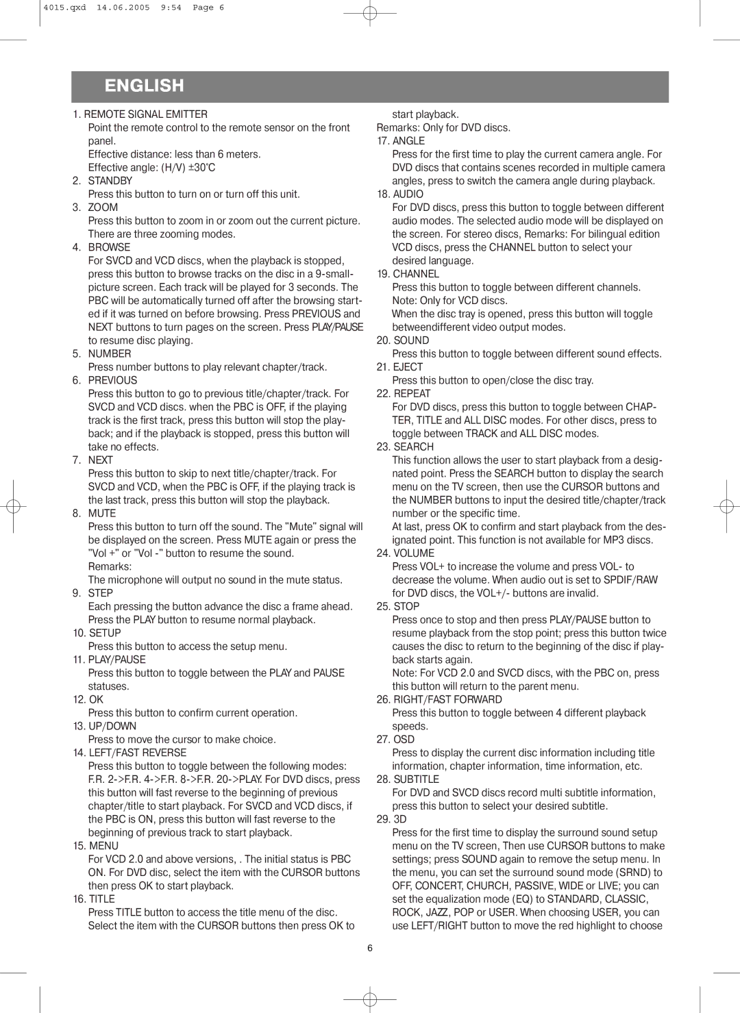 LG Electronics VT 4015 instruction manual 13. UP/DOWN 