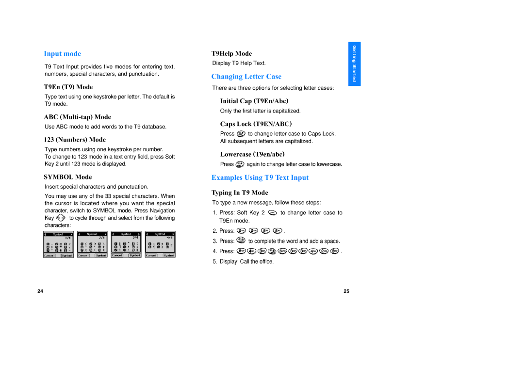 LG Electronics VX1 manual Input mode, Changing Letter Case, Examples Using T9 Text Input 