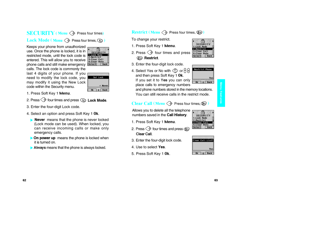 LG Electronics VX10 manual Restrict, Press four times and press 