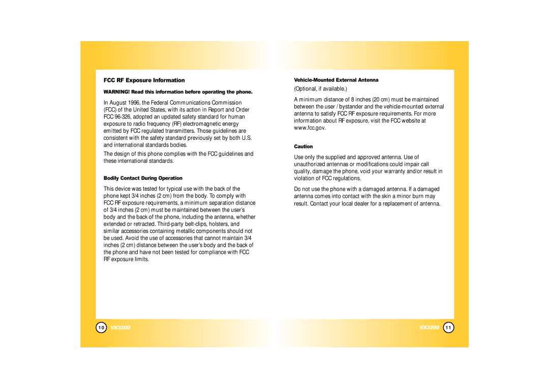 LG Electronics VX3200 manual FCC RF Exposure Information 