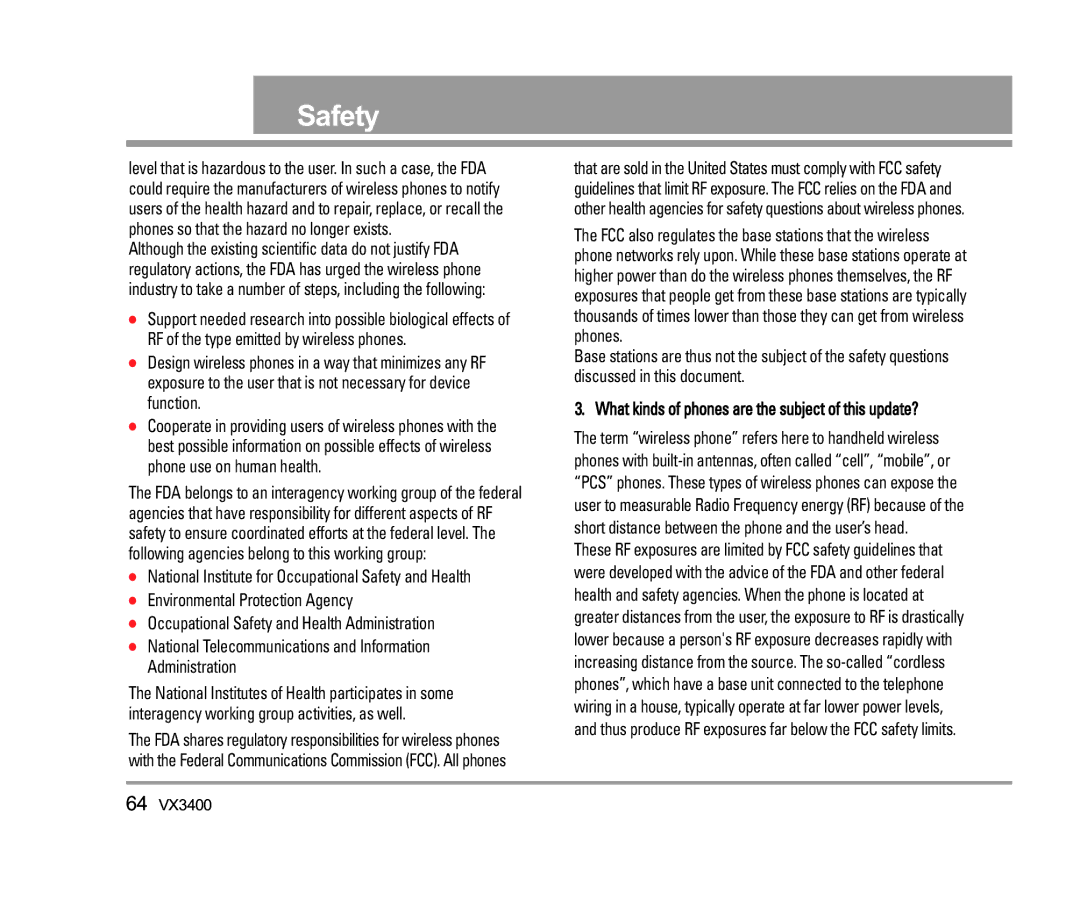 LG Electronics VX3400 manual What kinds of phones are the subject of this update? 