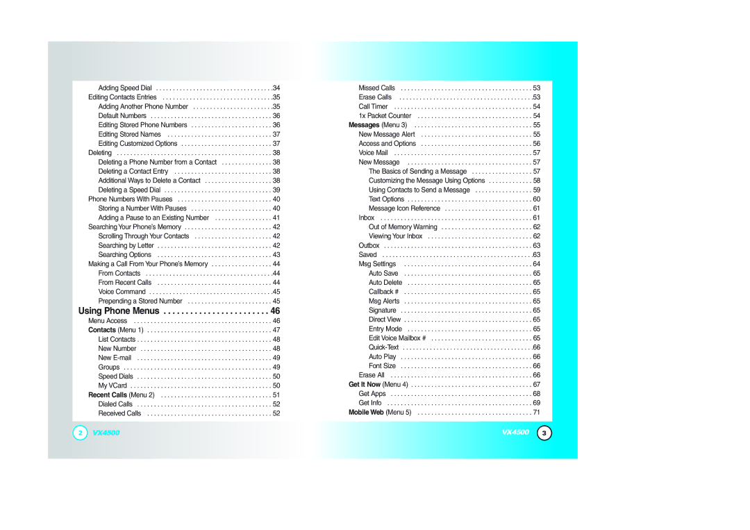 LG Electronics VX4500 manual Using Phone Menus 