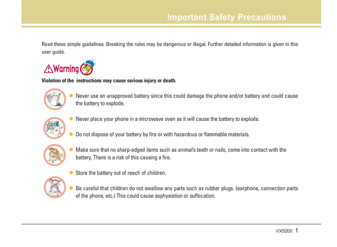 LG Electronics VX5200 manual Important Safety Precautions 