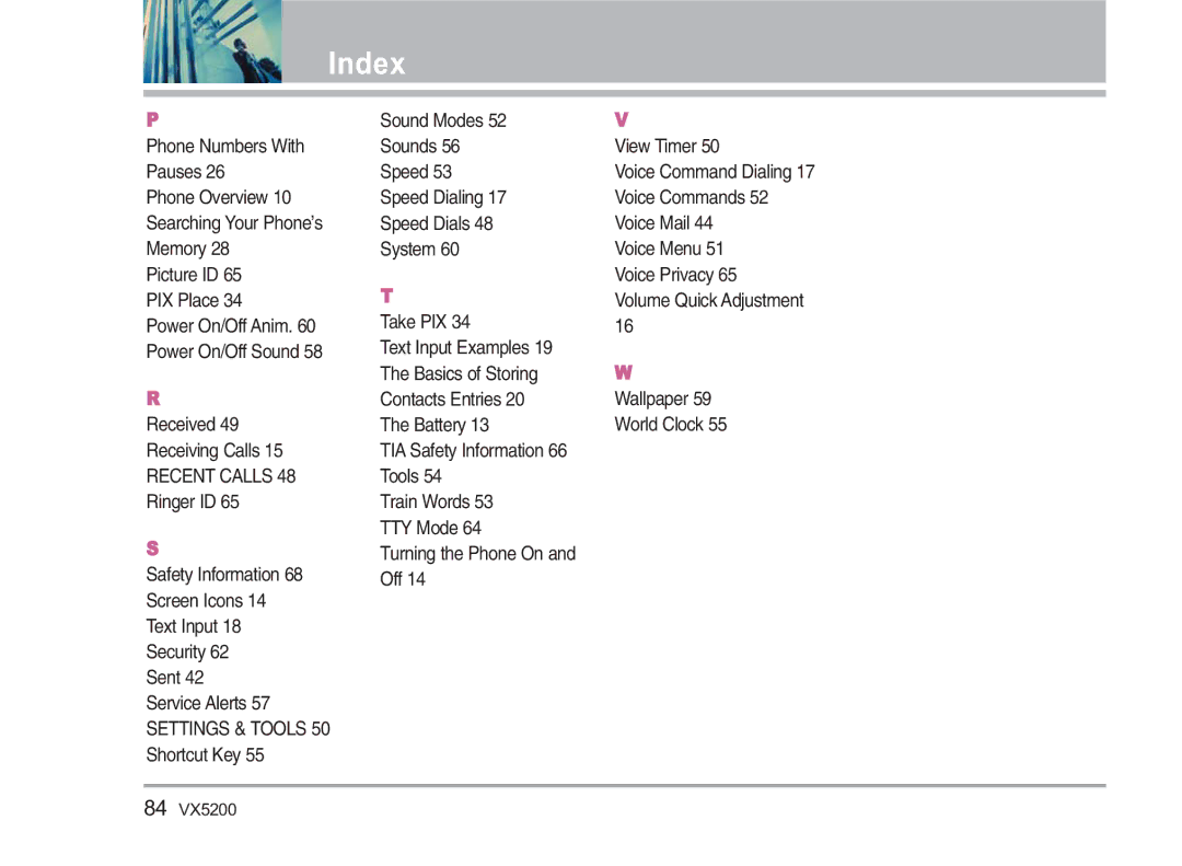 LG Electronics VX5200 manual Settings & Tools 