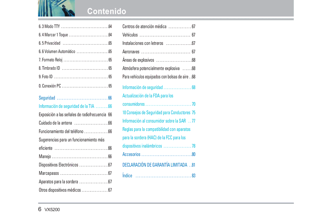 LG Electronics VX5200 manual Declaración DE Garantía Limitada 