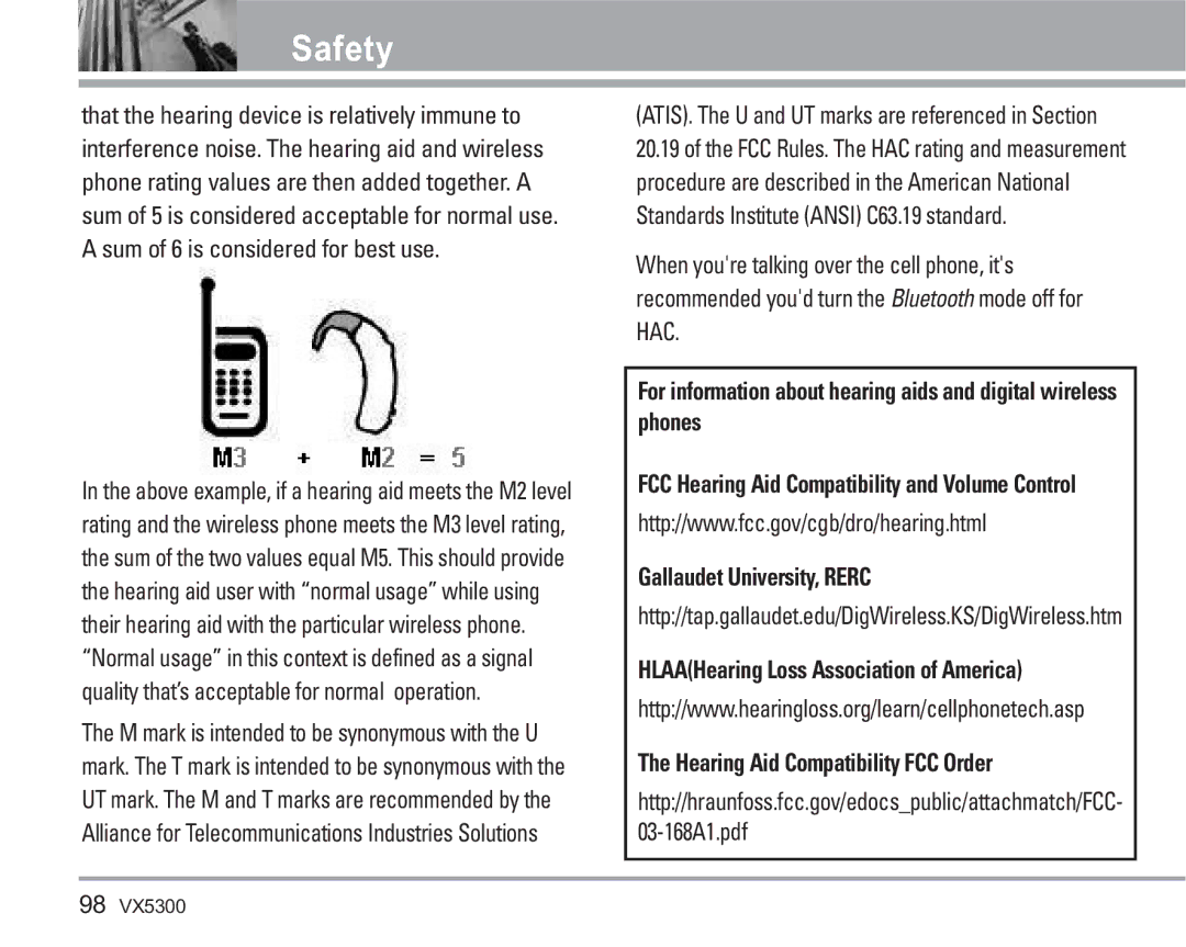 LG Electronics VX5300 manual Gallaudet University, Rerc, ATIS. The U and UT marks are referenced in Section 