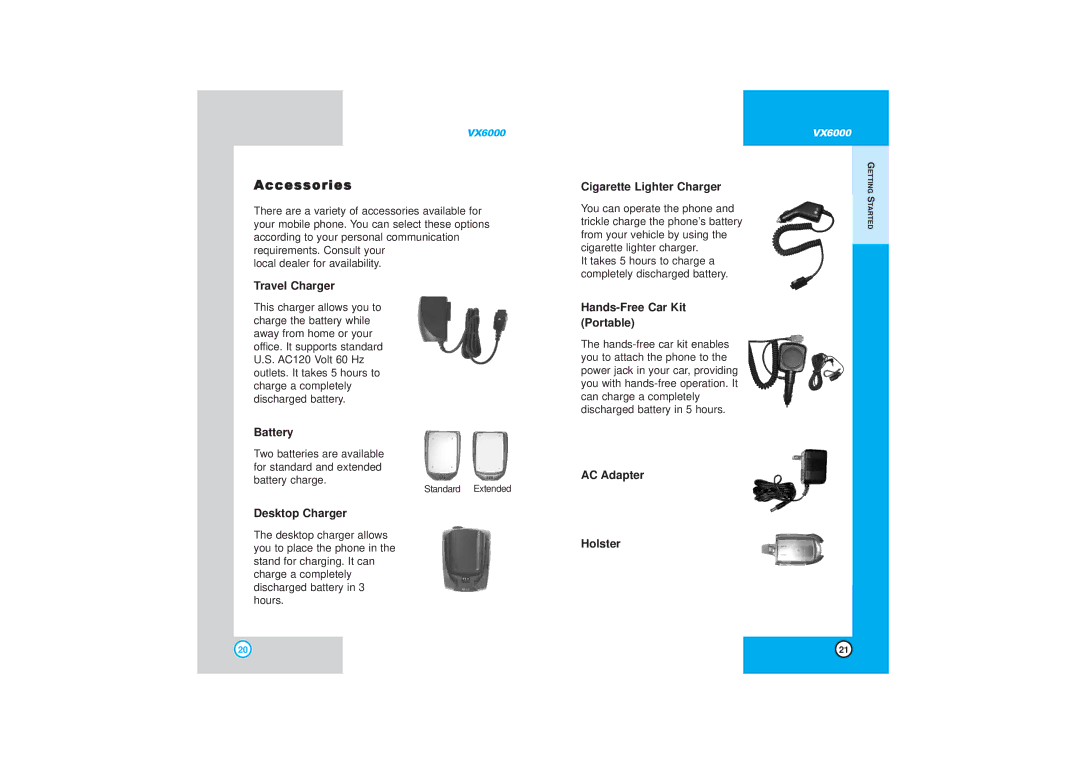 LG Electronics VX6000 manual Accessories 