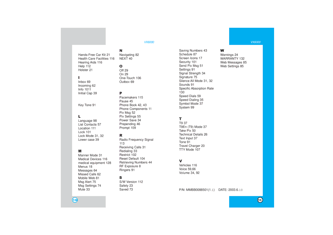 LG Electronics VX6000 manual Next 