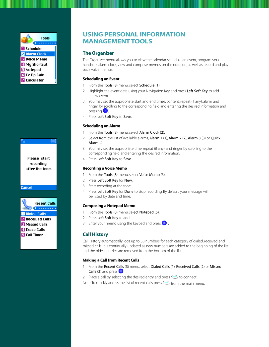 LG Electronics VX60001 manual Using Personal Information Management Tools 