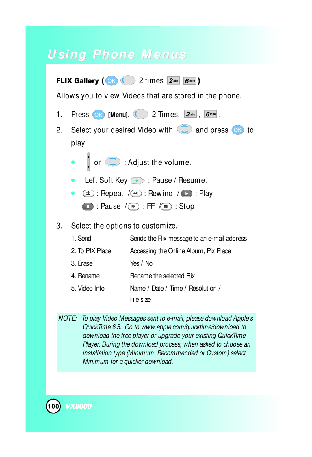 LG Electronics VX8000 manual Flix Gallery 2 times 