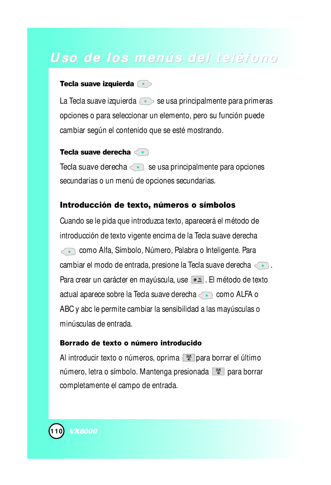 LG Electronics VX8000 manual Introducción de texto, números o símbolos, Completamente el campo de entrada 