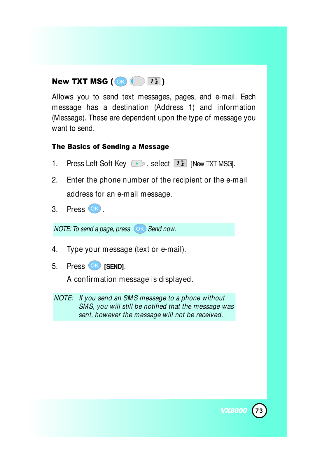 LG Electronics VX8000 manual New TXT MSG, Basics of Sending a Message 