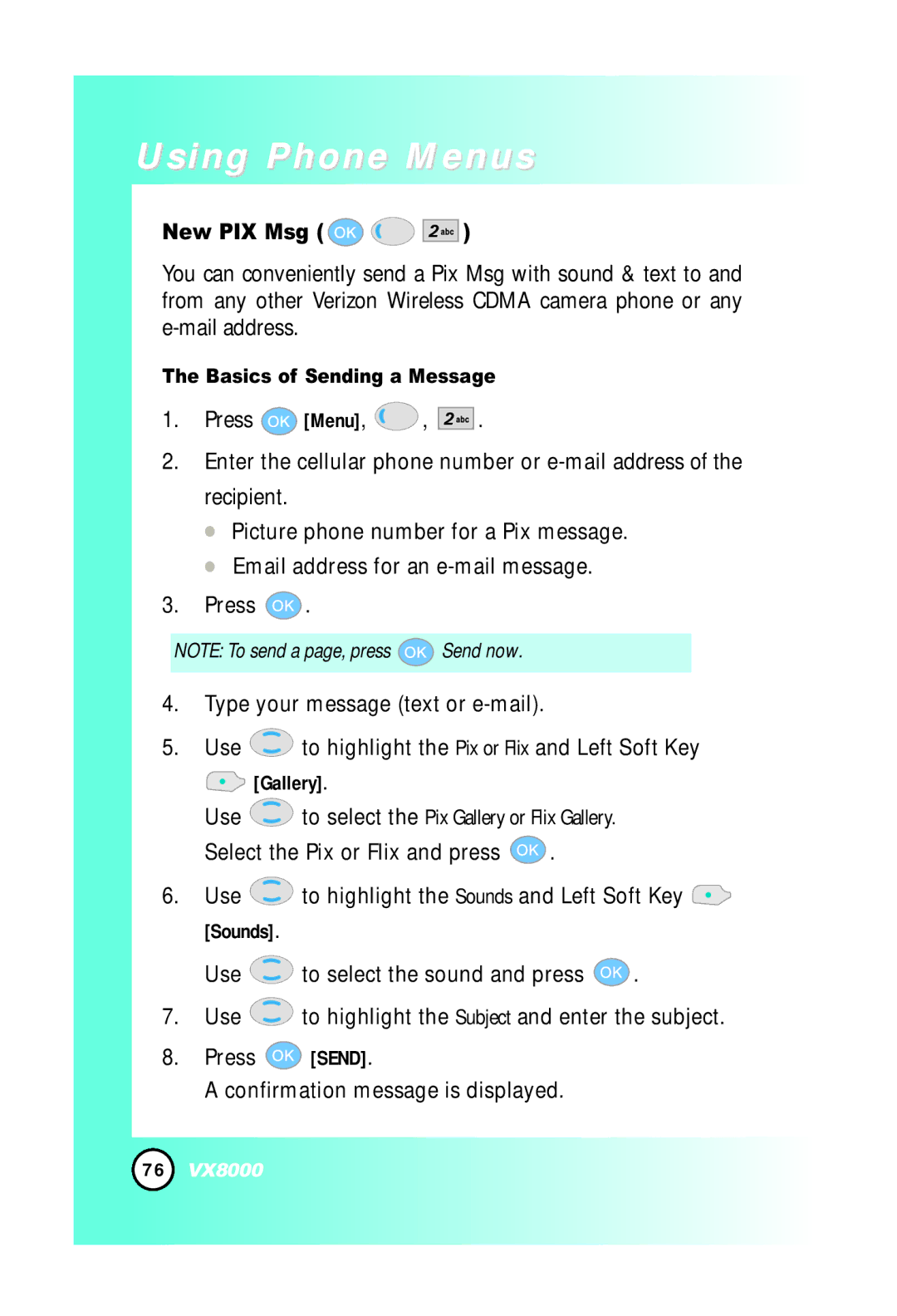 LG Electronics VX8000 manual New PIX Msg, Gallery 